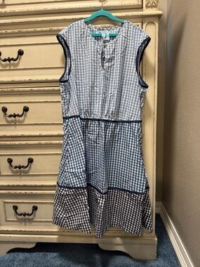 Draper James Blue Gingham Tiered Sleeveless Dress
